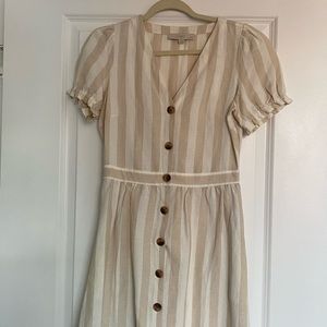 Loft linen puff sleeve dress